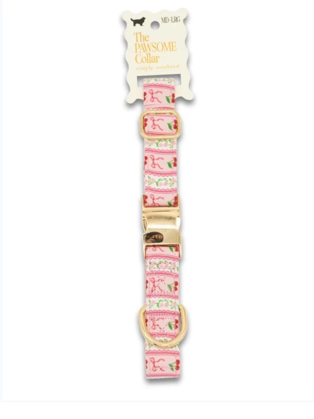 Simply Southern The Pawsome Pet Collar Pink Cherries & Bows Med - Large Dog